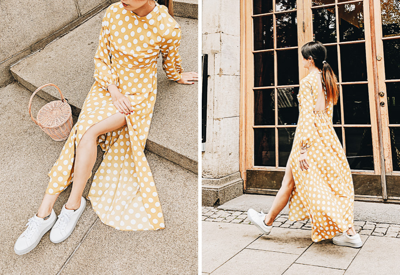 Topshop yellow clearance polka dot dress